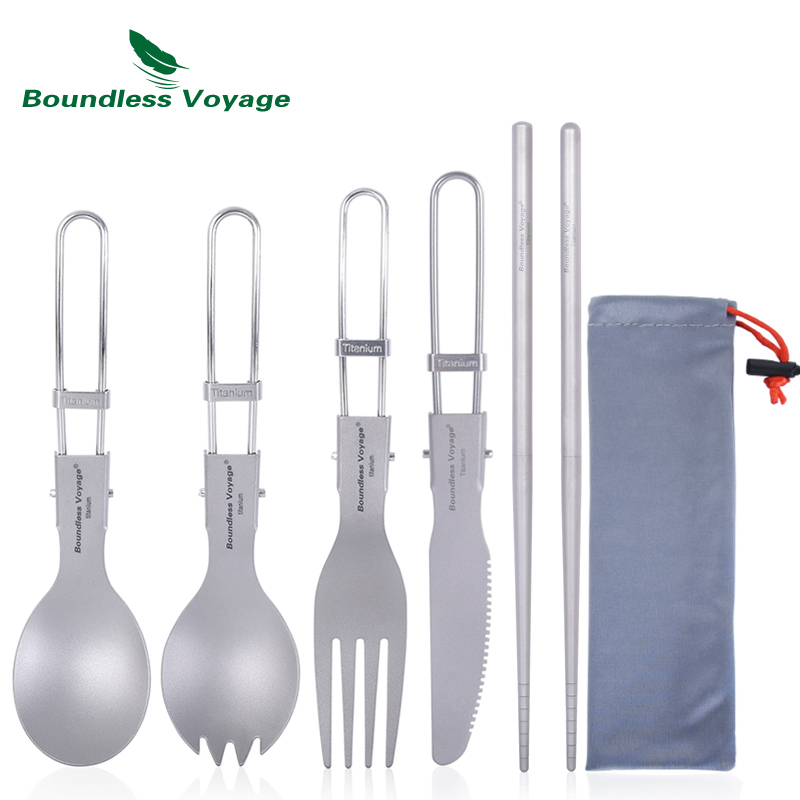 Outdoor Camping Dining Set - 무한 항해 티타늄 캠핑 식기 접이식