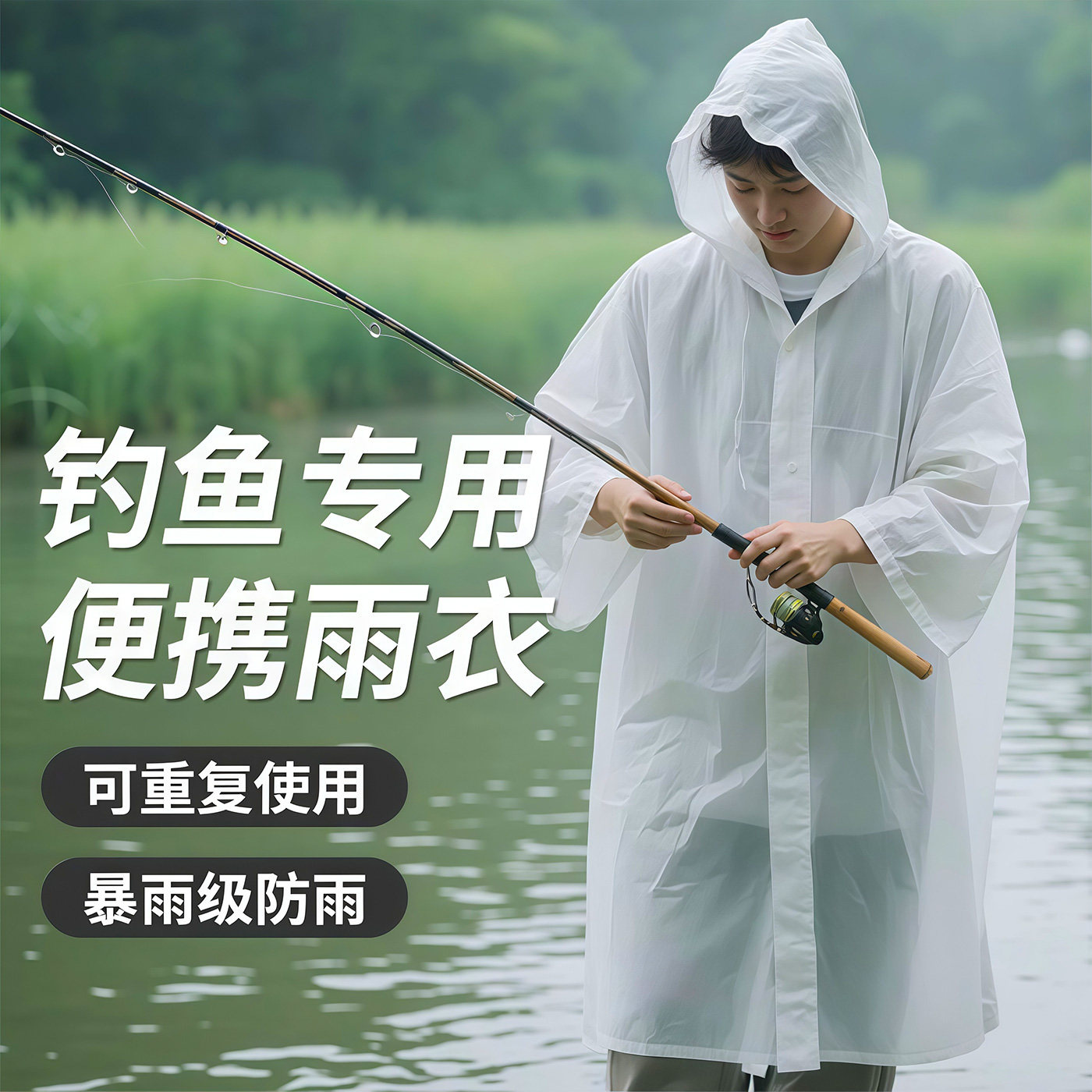 Camping Rain Poncho - EVA 재질의 재사용 가능한 두꺼운 롱