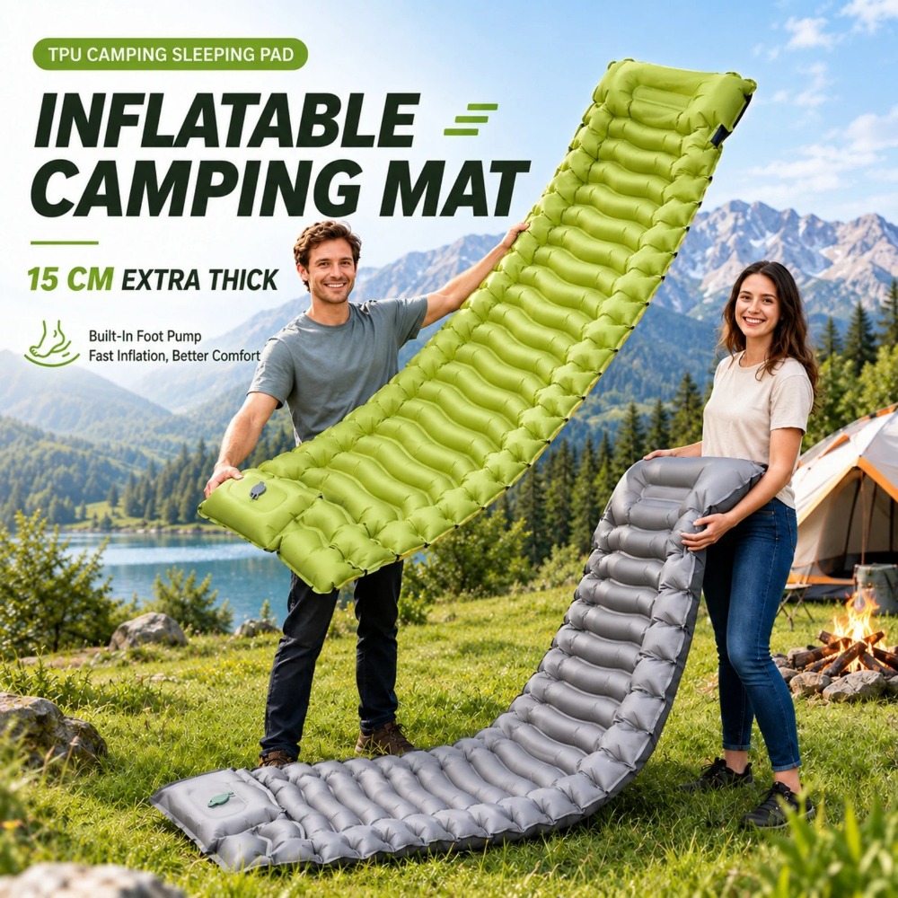 캠핑용 에어매트, 야외 캠핑용 발펌프식 에어매트, 경량 - Outdoor Camping Rugs 리뷰 및 가격